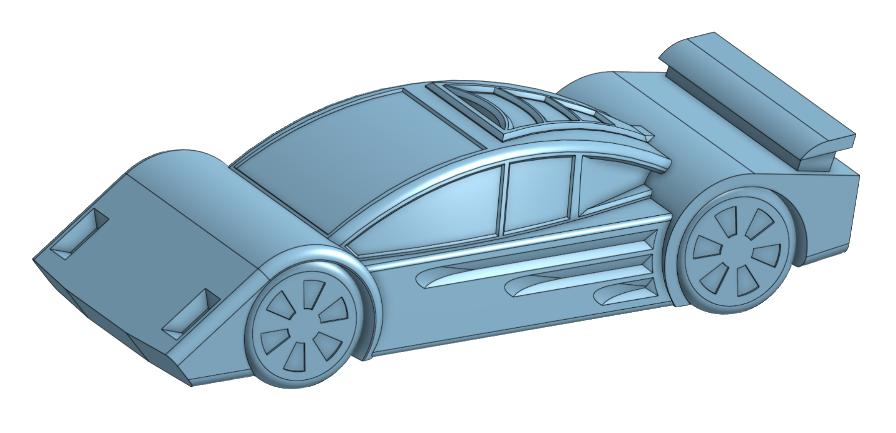 CAD render of a RaceCards sports car piece.