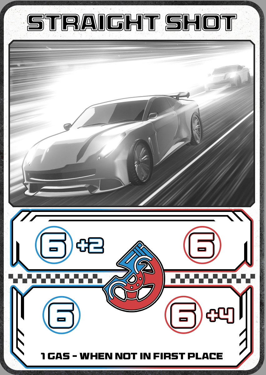 Print-and-play Straight Shot RaceCards card with movement values and boost text.