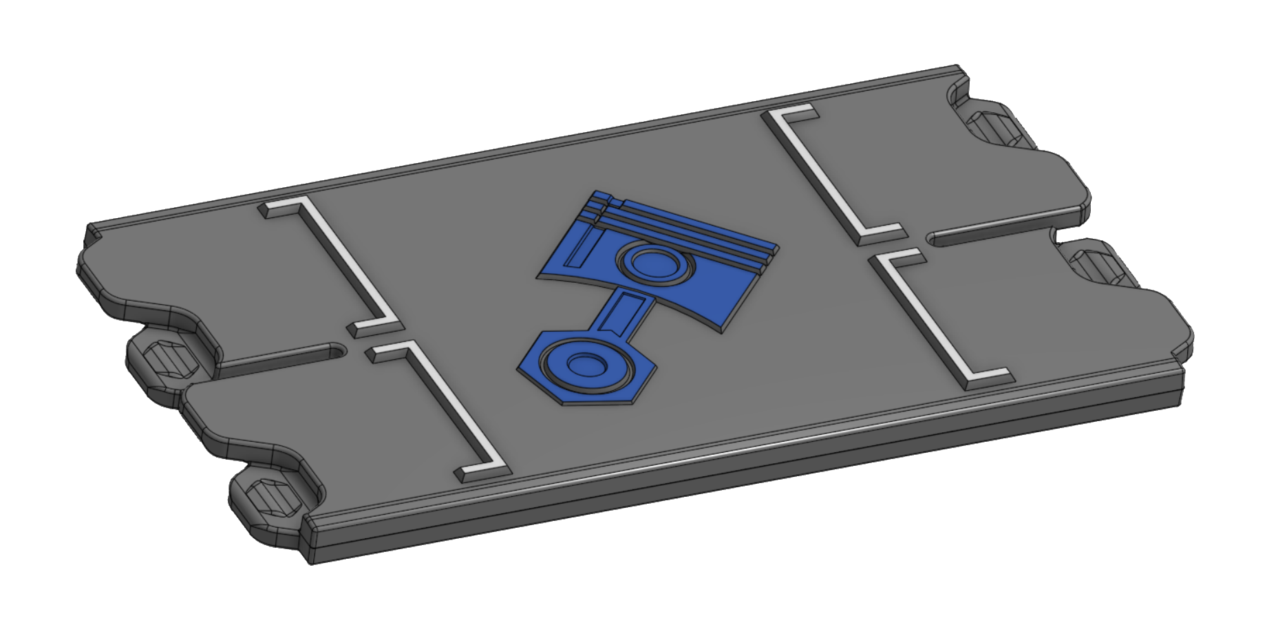 CAD render of a straight RaceCards snap-fit track tile.